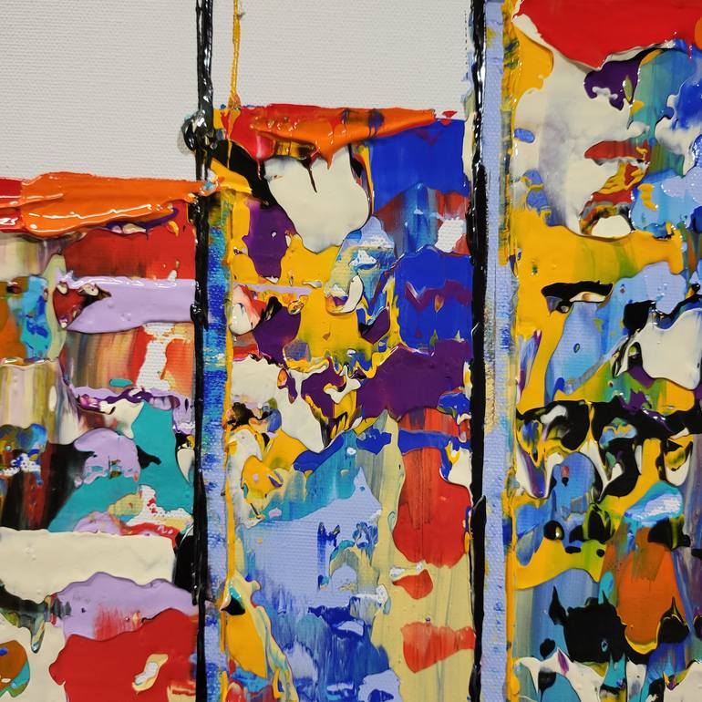 Original Abstract Cities Painting by Jean-Humbert Savoldelli