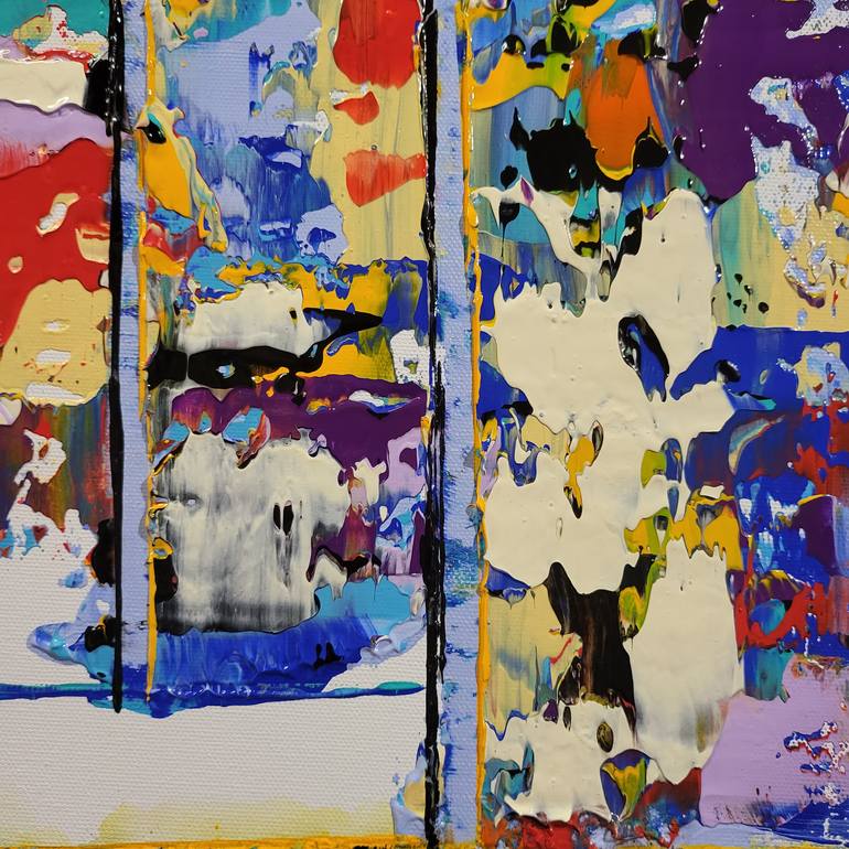 Original Abstract Cities Painting by Jean-Humbert Savoldelli