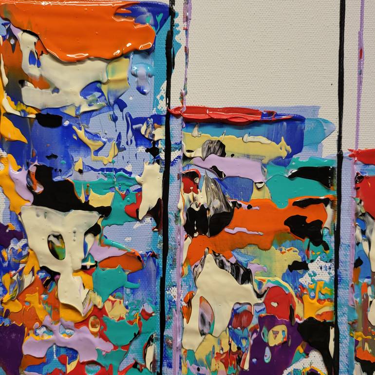 Original Abstract Cities Painting by Jean-Humbert Savoldelli