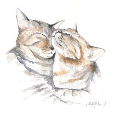Saatchi Art Artist ISABELLE BRENT ; Drawing, “Two sleeping Cats” #art