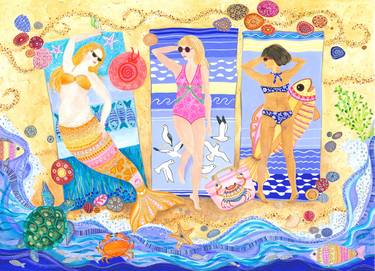 Original Illustration Beach Paintings by ISABELLE BRENT