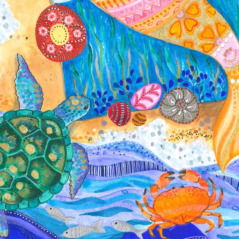 Original Illustration Beach Painting by ISABELLE BRENT 