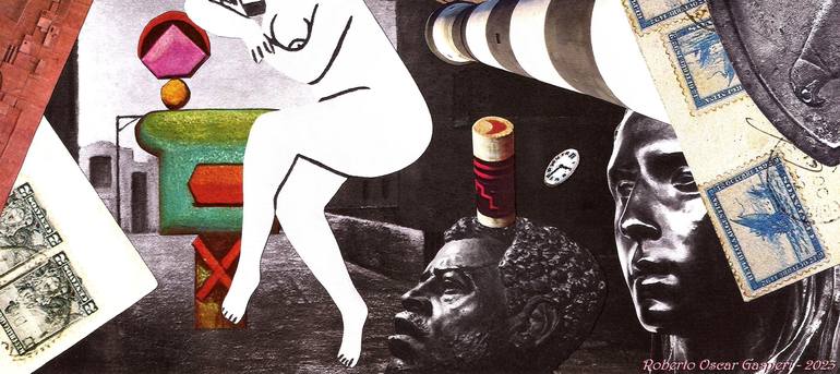 Original Conceptual World Culture Collage by Roberto Oscar Gasperi