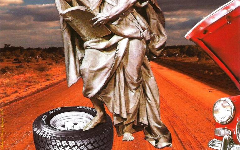 Original Conceptual Pop Culture/Celebrity Collage by Roberto Oscar Gasperi