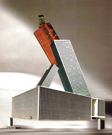 Original Surrealism Architecture Collage by Roberto Oscar Gasperi