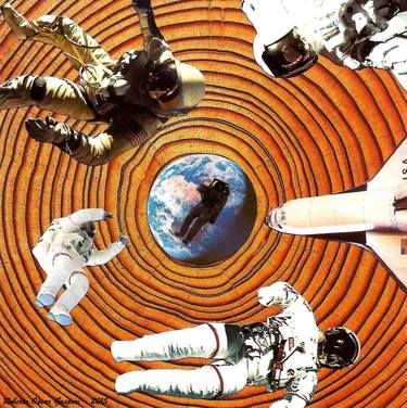Original Surrealism Outer Space Collage by Roberto Oscar Gasperi