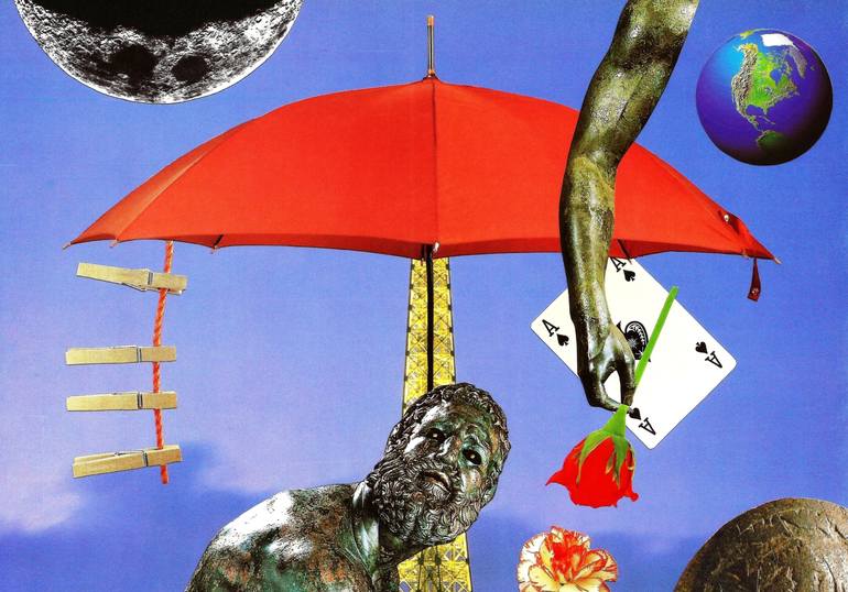 Original Surrealism Classical mythology Collage by Roberto Oscar Gasperi