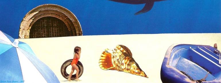 Original Surrealism Beach Collage by Roberto Oscar Gasperi