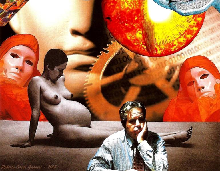 Original Dada People Collage by Roberto Oscar Gasperi