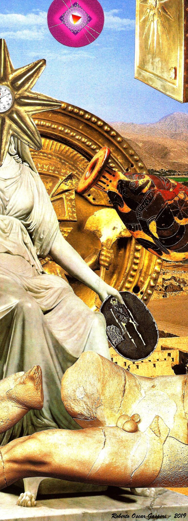 Original Conceptual Pop Culture/Celebrity Collage by Roberto Oscar Gasperi