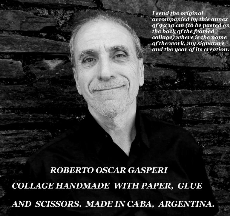 Original Conceptual Pop Culture/Celebrity Collage by Roberto Oscar Gasperi