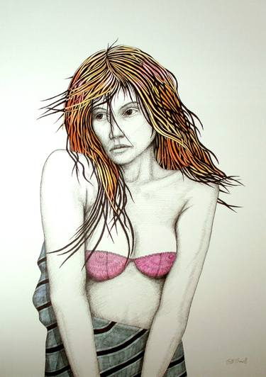 Original Figurative Women Drawings by Bill Birrell