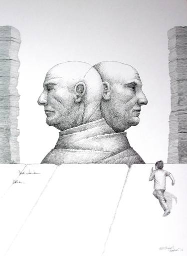 Original Surrealism People Drawings by Bill Birrell