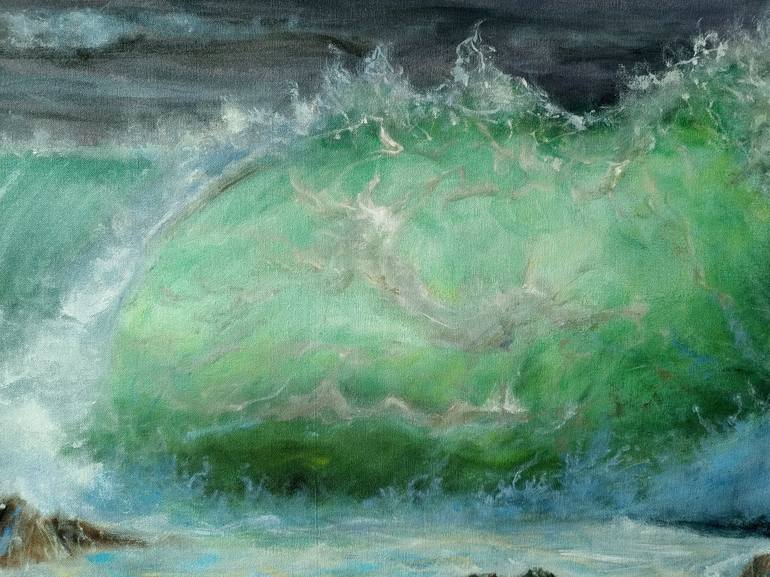Original Photorealism Seascape Painting by vishalandra m dakur