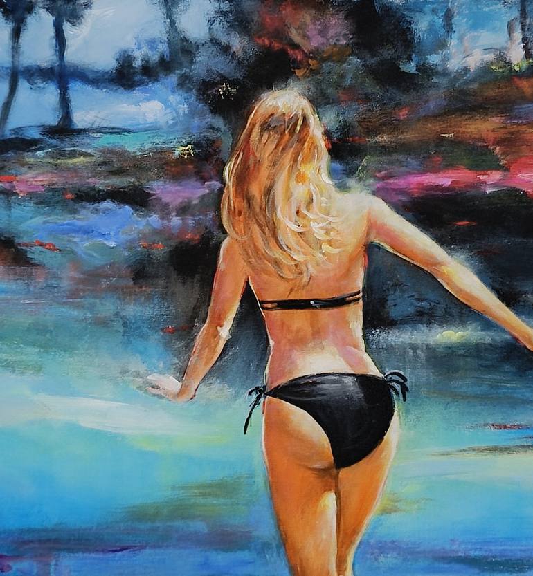 Original Beach Painting by vishalandra m dakur