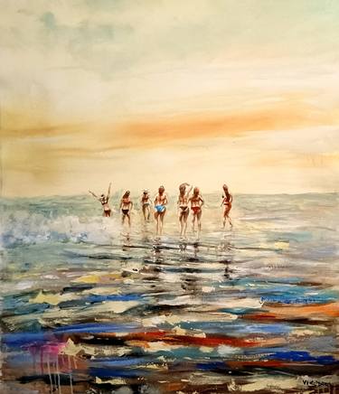 Original Expressionism Beach Paintings by vishalandra m dakur