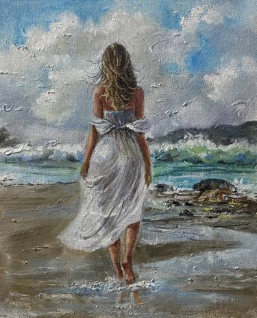 Original Figurative Beach Paintings by vishalandra m dakur