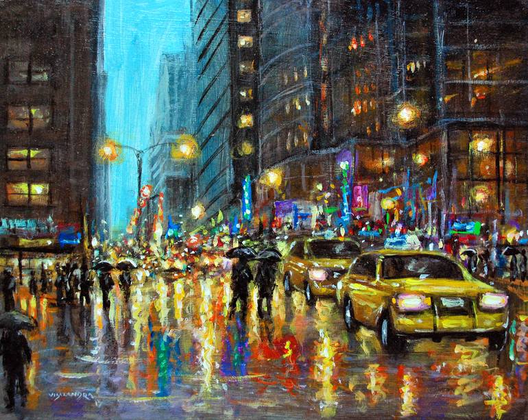 New York in night 27 Painting by vishalandra m dakur | Saatchi Art