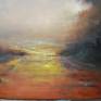 Abstract seascape textural acrylic painting in atmospheric style, on canvas, ready to hang