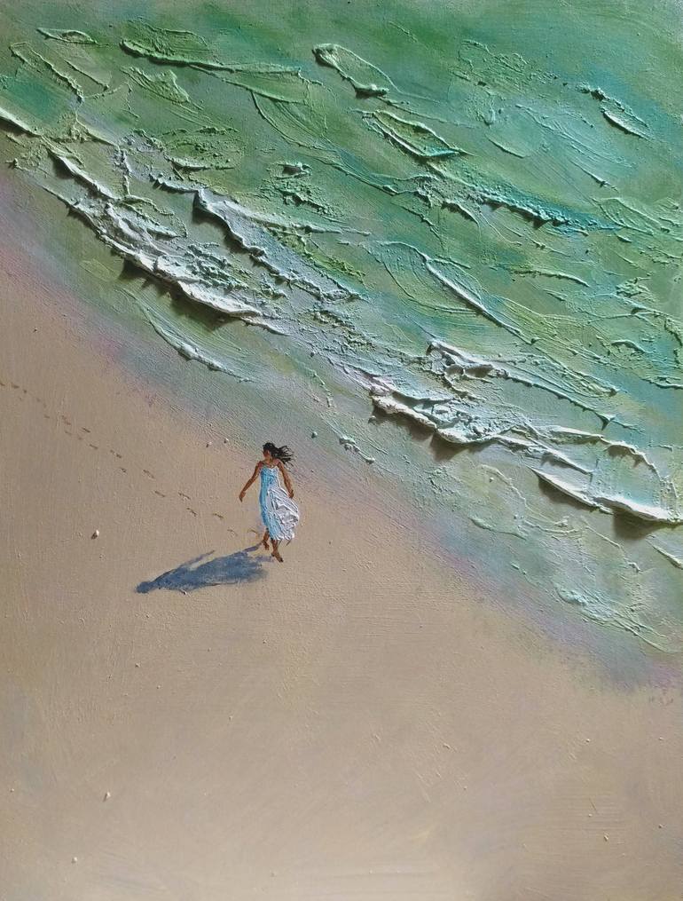 Girl In The Beach Painting By Vishalandra M Dakur Saatchi Art