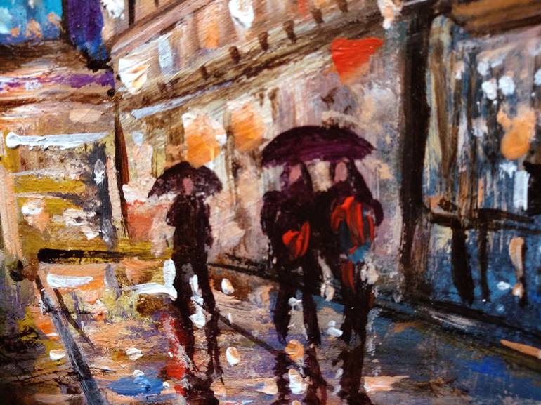 New York City Walking In The Rain Painting By Vishalandra M Dakur Saatchi Art