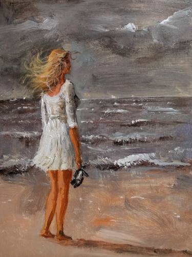 Original Expressionism Beach Paintings by vishalandra m dakur