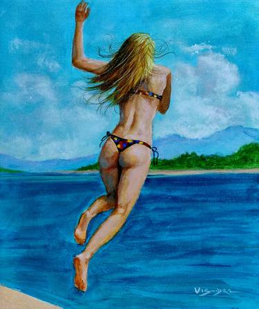 Print of Figurative Beach Paintings by vishalandra m dakur