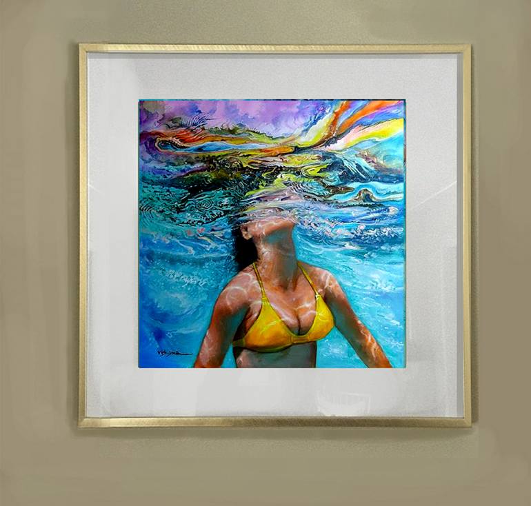 Original Figurative Beach Painting by vishalandra m dakur