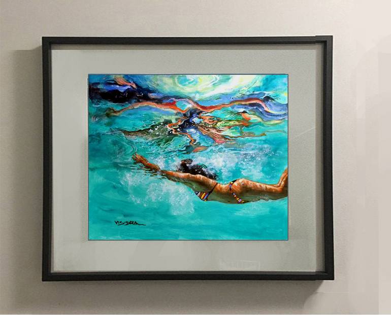 Original Figurative Beach Painting by vishalandra m dakur