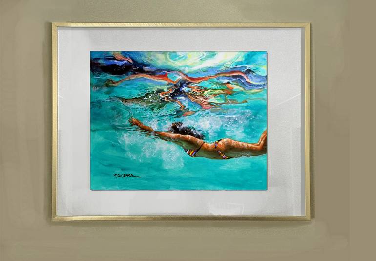 Original Figurative Beach Painting by vishalandra m dakur