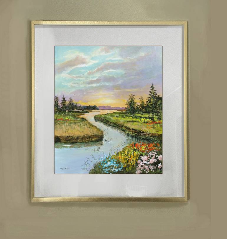 Original Impressionism Landscape Painting by vishalandra m dakur