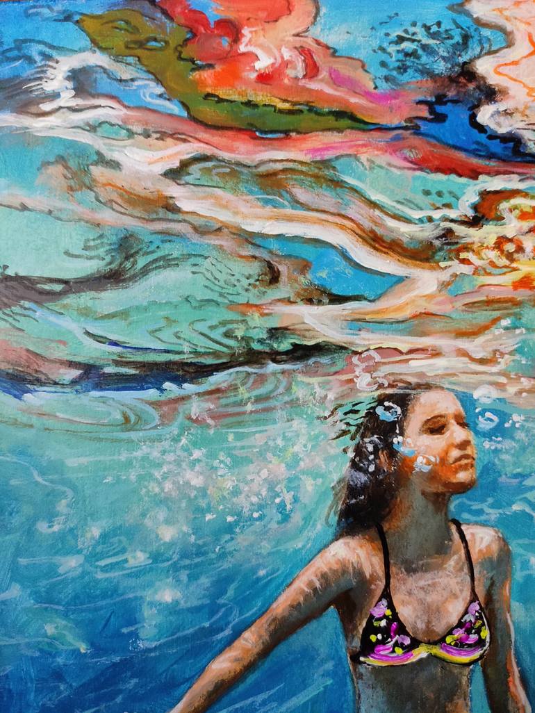 Original Photorealism Beach Painting by Vishalandra M Dakur