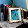 Girl swimming acrylic painting on panel in realism style