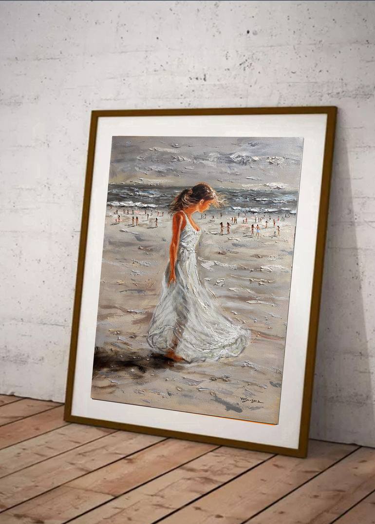 Original Beach Painting by vishalandra m dakur