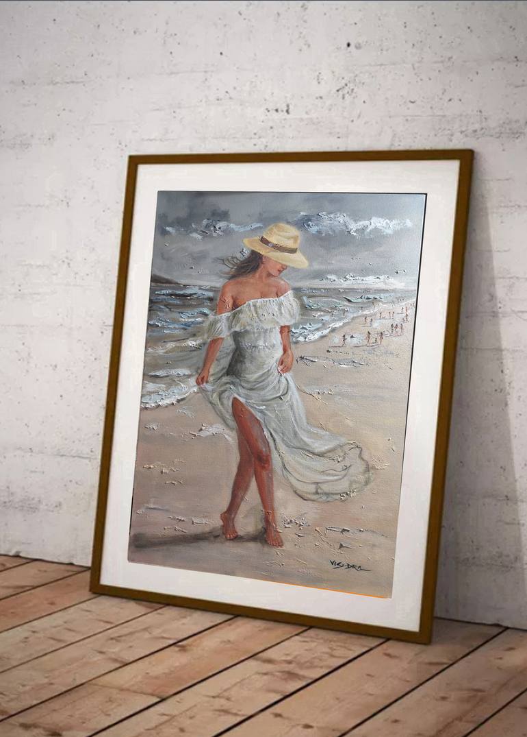 Original Expressionism Beach Painting by Vishalandra M Dakur