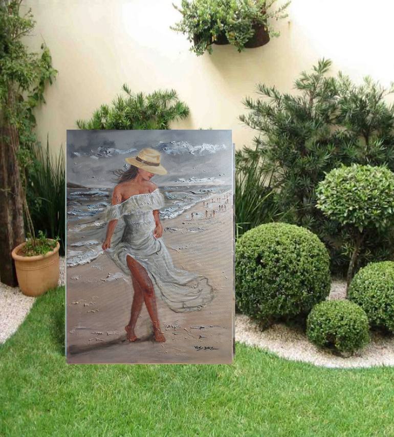 Original Expressionism Beach Painting by Vishalandra M Dakur