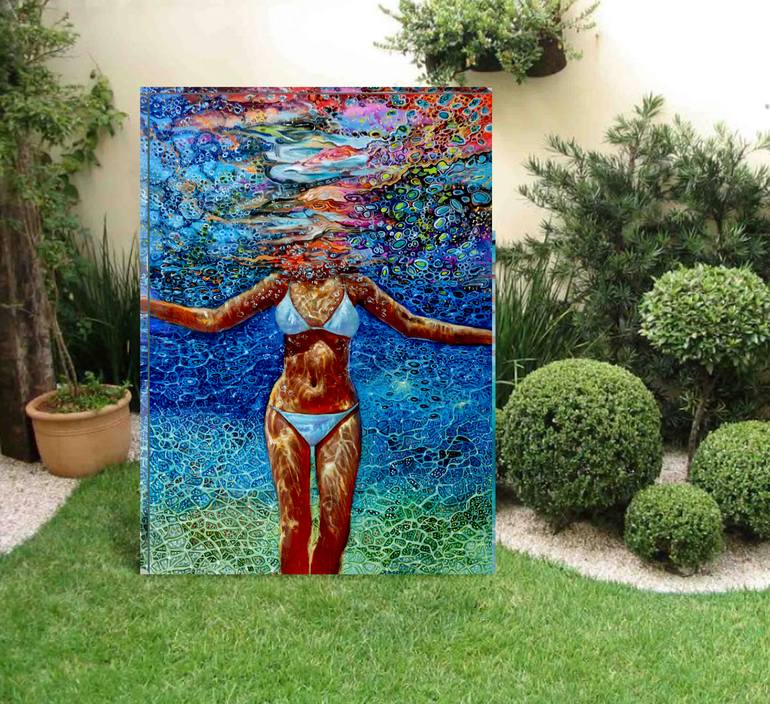 Original Pop Art Beach Painting by Vishalandra M Dakur