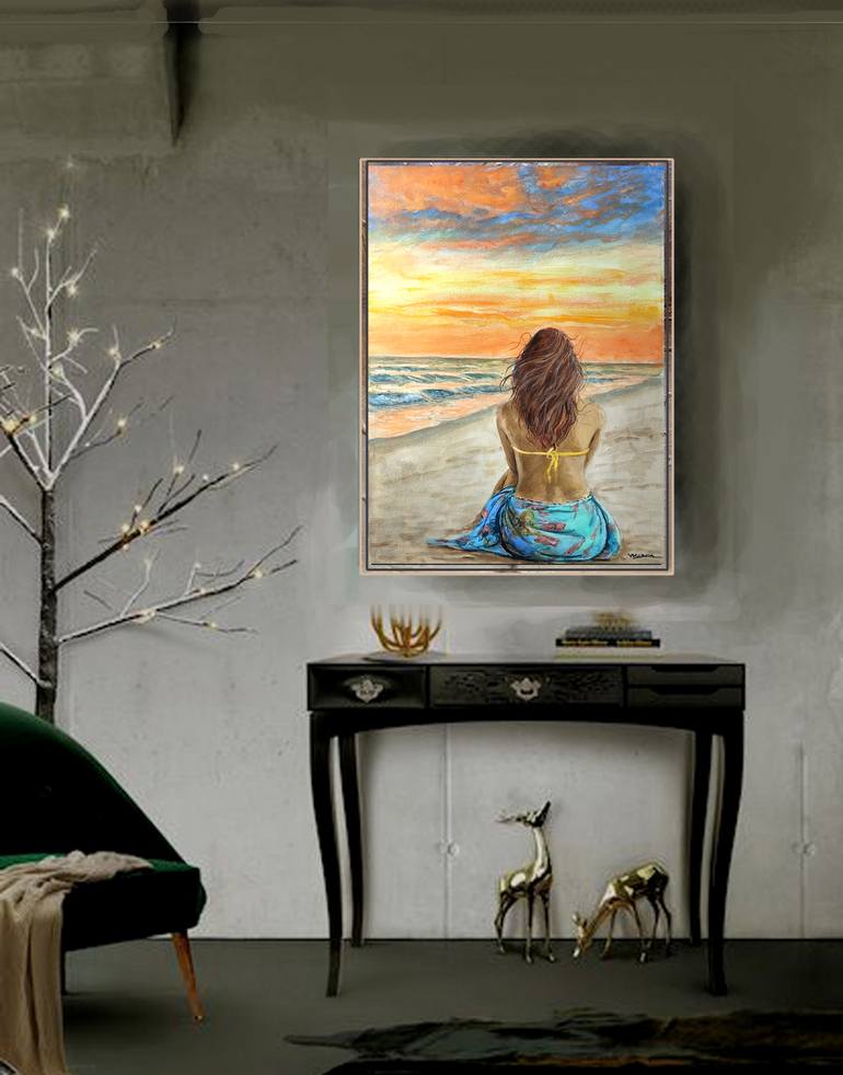 Original Pop Art Beach Painting by Vishalandra M Dakur