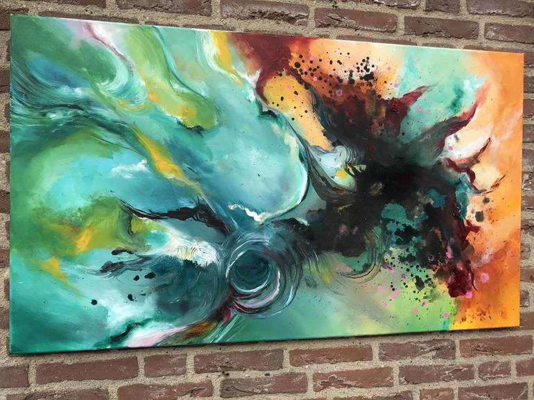 Original Art Deco Abstract Painting by Mo Tuncay