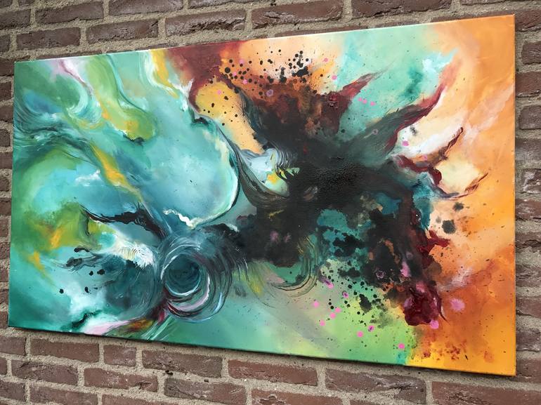 Original Art Deco Abstract Painting by Mo Tuncay