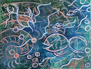 Original Expressionism Fish Paintings by Laura Joan Levine