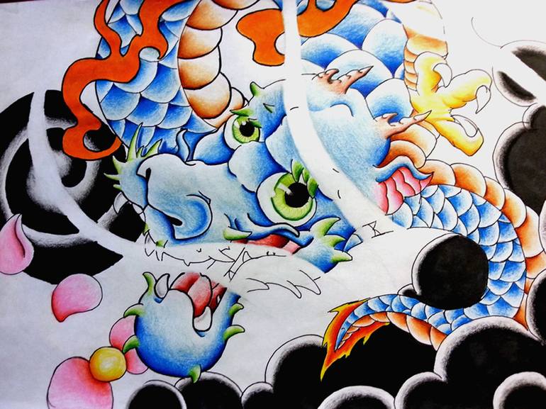 Baby japanese dragon Drawing by Janis Kõrkjas | Saatchi Art