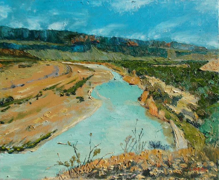 Rio Grand Crossing at Big Bend Painting by Lilibeth Andre | Saatchi Art