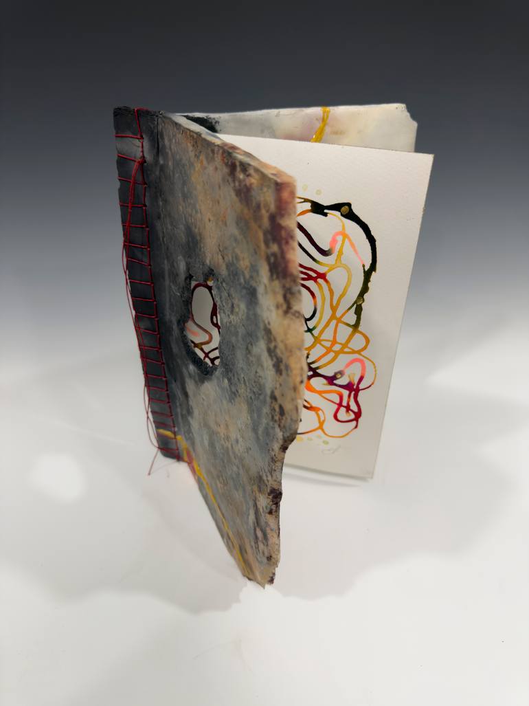 Bind Us: Homer, Raku Pottery Book Sculpture Original Sculpture by steve hartman