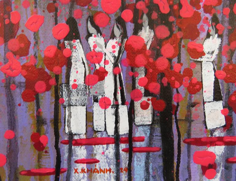 Original Art Deco Landscape Painting by Xuan Khanh Nguyen