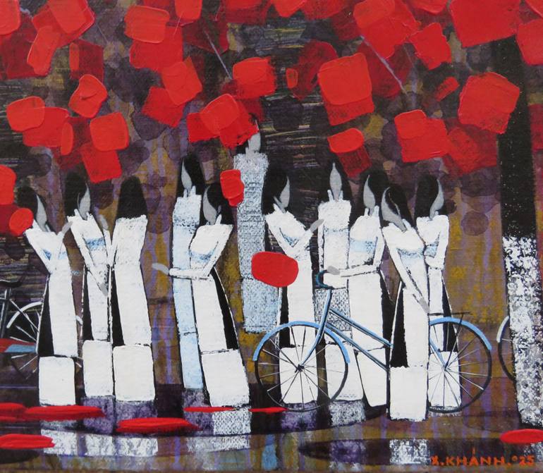 Original Art Deco Landscape Painting by Xuan Khanh Nguyen