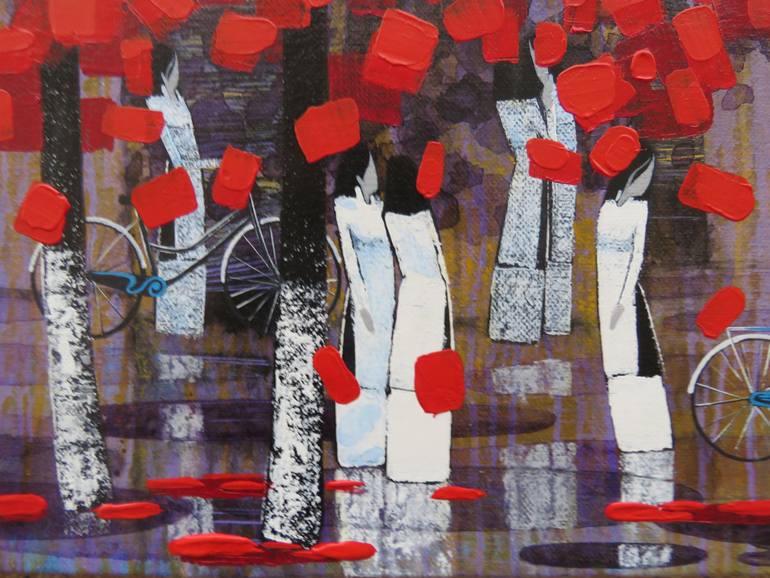 Original Art Deco Landscape Painting by Xuan Khanh Nguyen