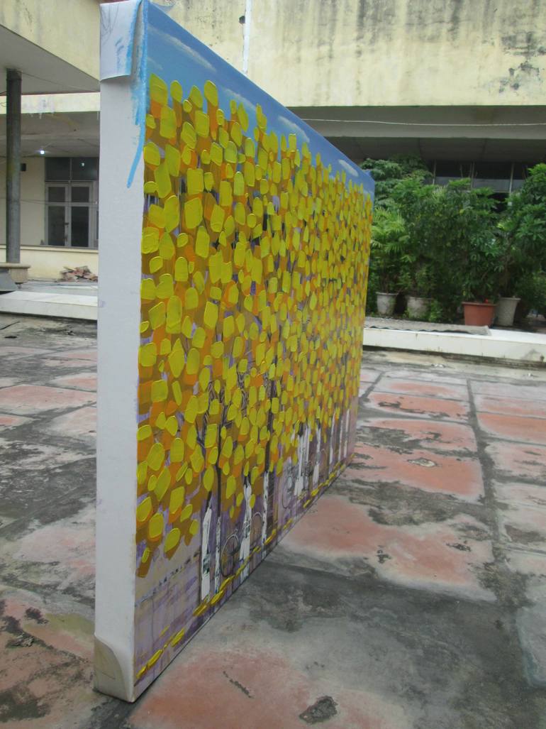 Original Art Deco Landscape Painting by Xuan Khanh Nguyen