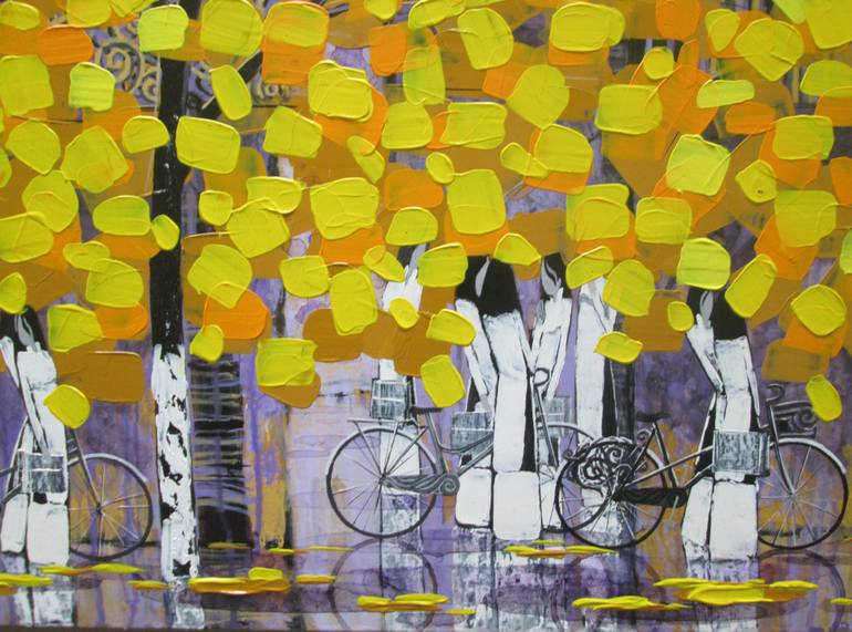 Original Art Deco Landscape Painting by Xuan Khanh Nguyen