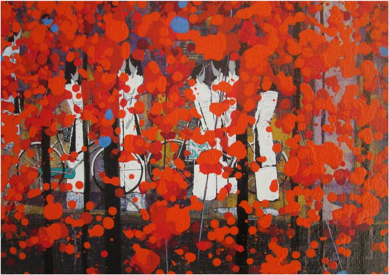 Original Art Deco Landscape Painting by Xuan Khanh Nguyen